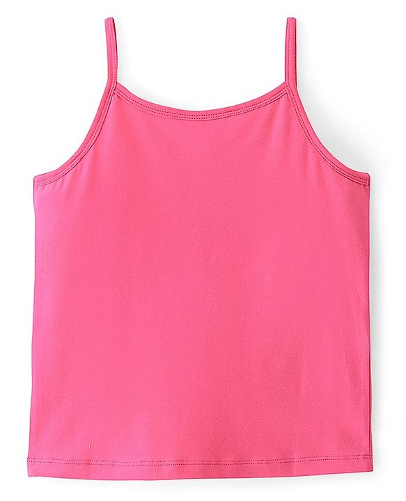 Pine Kids Cotton Spandex Knit Sleeveless Solid & Floral Print  Slips with Bow Applique Pack of 3 - Blue White & Pink