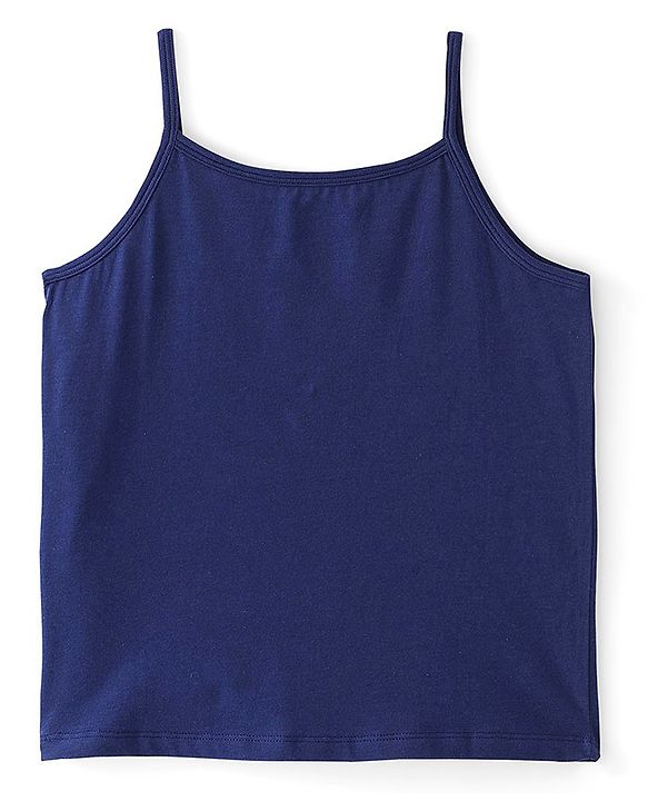 Pine Kids Cotton Spandex Knit Sleeveless Solid & Floral Print  Slips with Bow Applique Pack of 3 - Blue White & Pink