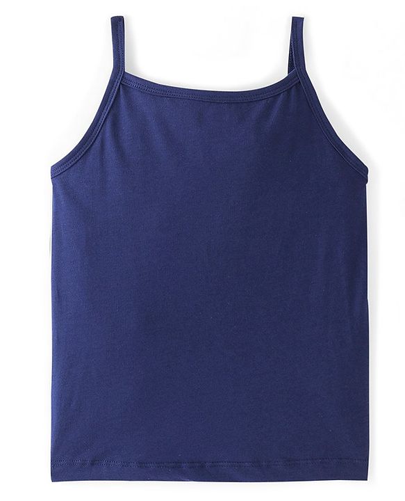 Pine Kids Cotton Lycra Knit Sleeveless  Slips POlka Dotted & Butterfly Print with Bow Applique Pack of 3 - Blue Red & White