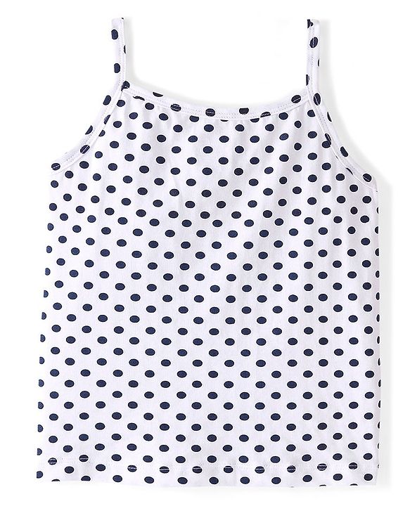Pine Kids Cotton Lycra Knit Sleeveless  Slips POlka Dotted & Butterfly Print with Bow Applique Pack of 3 - Blue Red & White