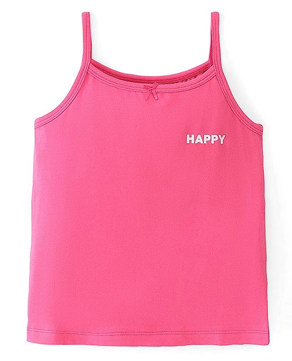 Pine Kids Cotton Lycra Sleeveless Heart Printed Inner Slips Pack of 3 - Pink Turquoise & Green