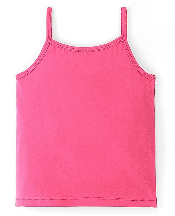 Pine Kids Cotton Lycra Sleeveless Heart Printed Inner Slips Pack of 3 - Pink Turquoise & Green