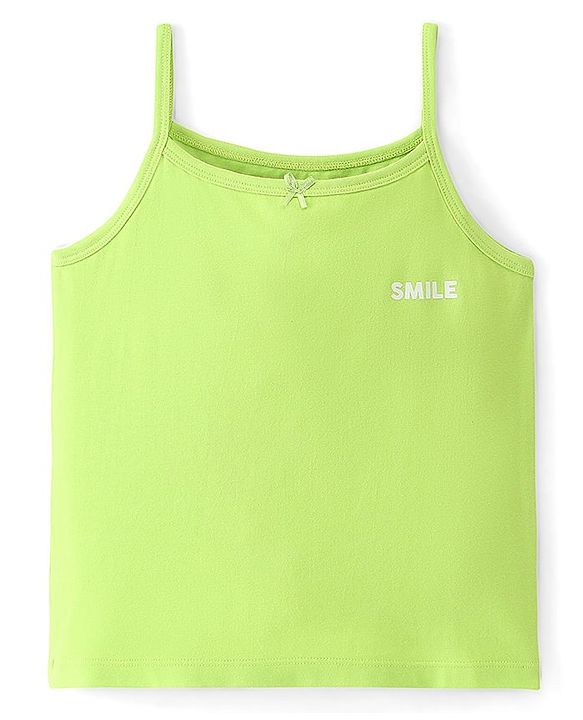 Pine Kids Cotton Lycra Sleeveless Heart Printed Inner Slips Pack of 3 - Pink Turquoise & Green