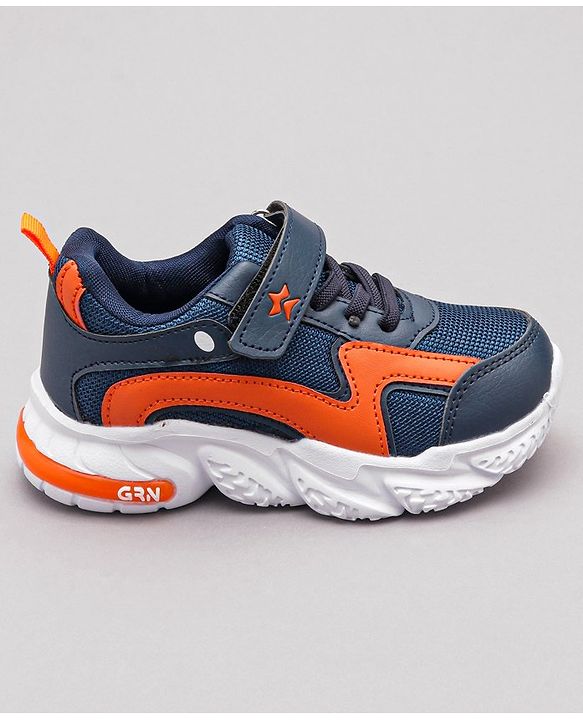 Cute walk By Babyhug Sneaker Shoes with Velcro Closure - Light Blue Orange