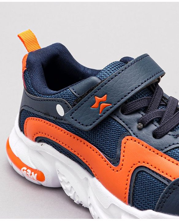 Cute walk By Babyhug Sneaker Shoes with Velcro Closure - Light Blue Orange