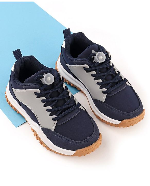Cute Walk by Babyhug Sneakers With Lace Closure Solid - Navy Blue