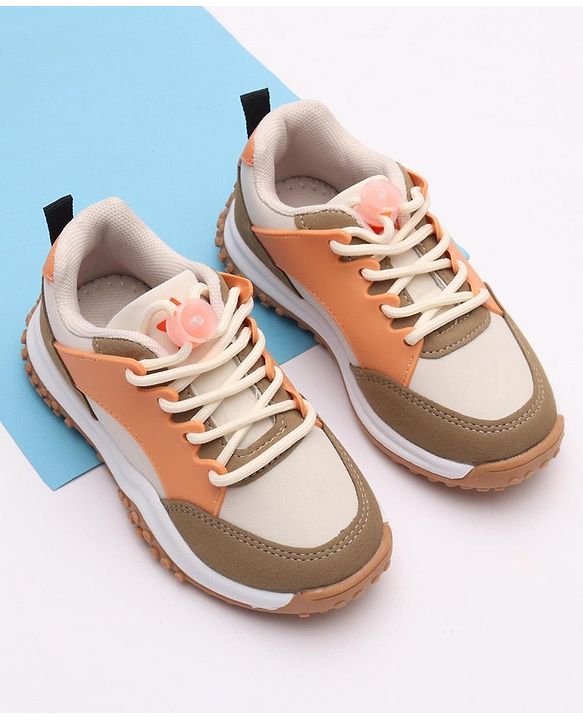 Cute Walk by Babyhug Sneakers With Lace Closure Solid - Beige