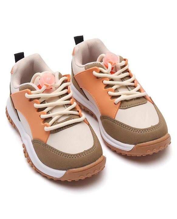Cute Walk by Babyhug Sneakers With Lace Closure Solid - Beige