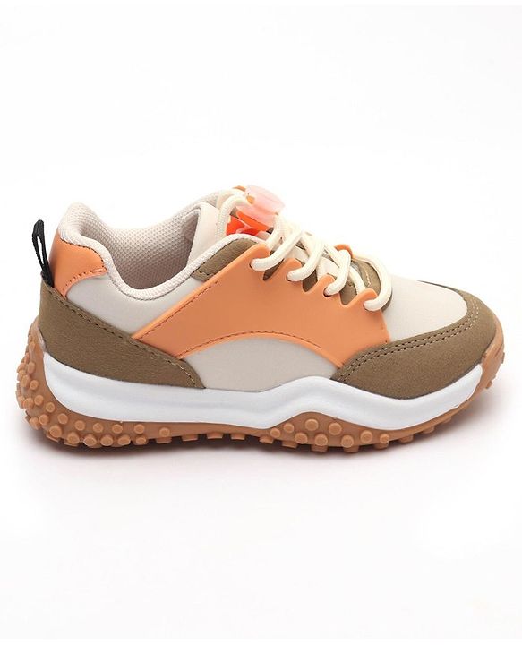 Cute Walk by Babyhug Sneakers With Lace Closure Solid - Beige