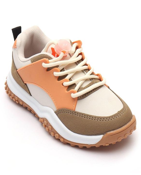 Cute Walk by Babyhug Sneakers With Lace Closure Solid - Beige