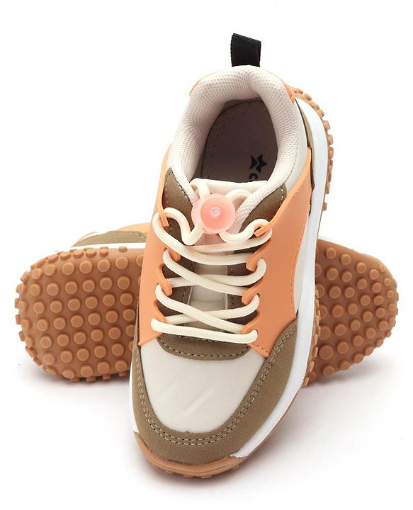 Cute Walk by Babyhug Sneakers With Lace Closure Solid - Beige