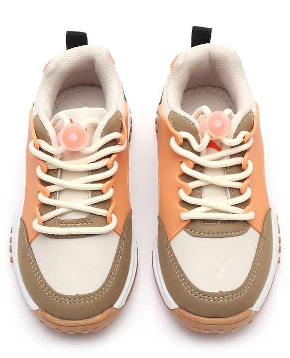 Cute Walk by Babyhug Sneakers With Lace Closure Solid - Beige