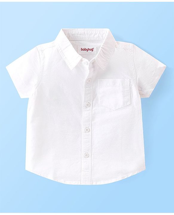 Babyhug 100% Cotton Woven Half Sleeves Shirt & Shorts Set Tropical Theme - White & Green