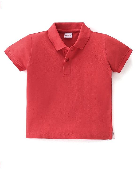 Babyhug Cotton Knit Half Sleeves Polo T-Shirt Solid Color - White