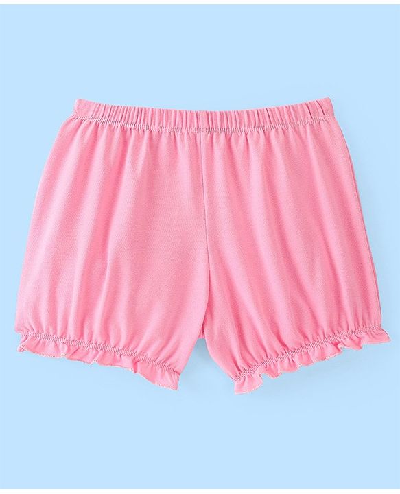 Pine Kids Cotton Lycra Branding Print Bloomers Pack Of 3 - Pink & White