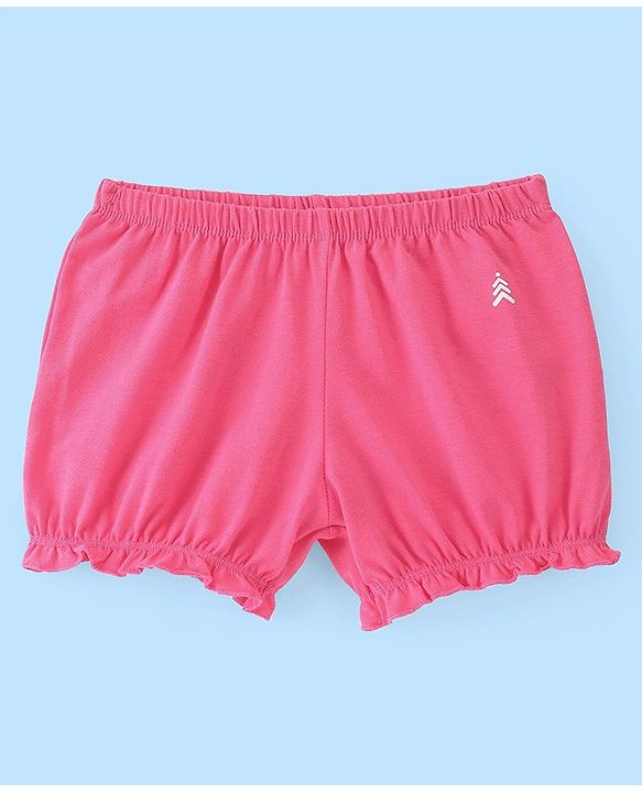 Pine Kids Cotton Lycra Branding Print Bloomers Pack Of 3 - Pink & White
