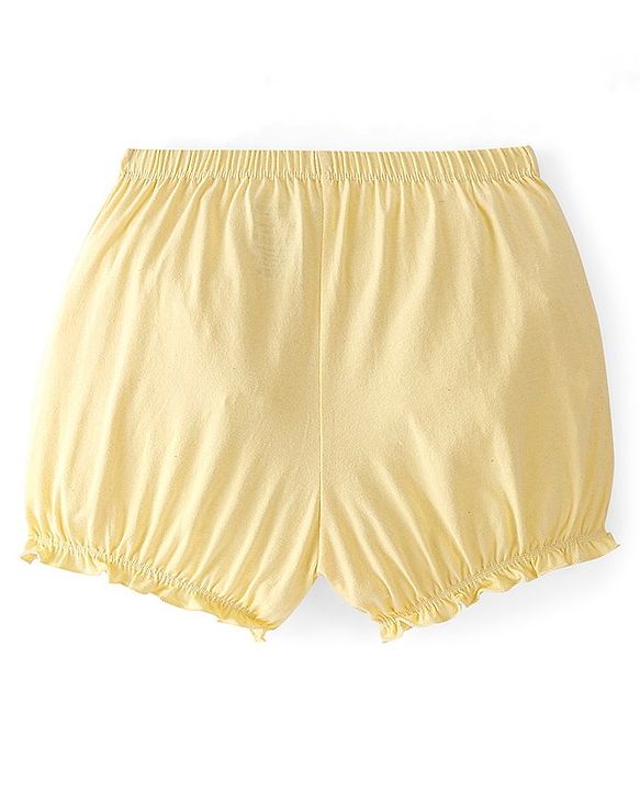 Pine Kids Cotton Lycra Bloomers Text Print Pack Of 3 - Pink Yellow & Green