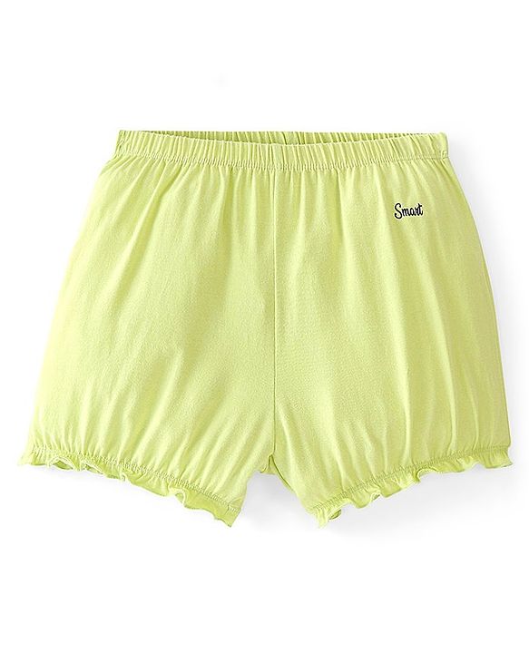 Pine Kids Cotton Lycra Bloomers Text Print Pack Of 3 - Pink Yellow & Green