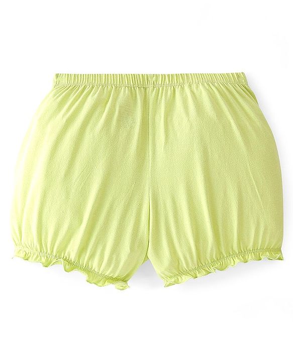 Pine Kids Cotton Lycra Bloomers Text Print Pack Of 3 - Pink Yellow & Green