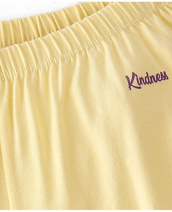 Pine Kids Cotton Lycra Bloomers Text Print Pack Of 3 - Pink Yellow & Green