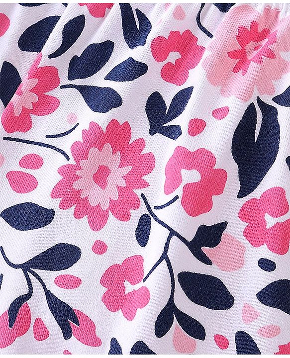 Pine Kids Cotton Lycra Bloomers Floral Print Pack Of 3 - Pink White & Blue