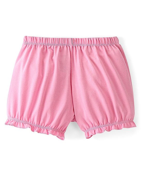 Pine Kids Cotton Lycra Knit Heart Printed Bloomers Pack Of 3 - Pink & Maroon