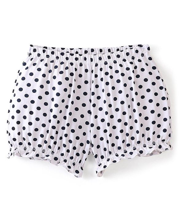 Pine Kids Cotton Lycra Knit Bloomers Polka Dot & Butterfly Print Pack of 3 - Blue Red & White