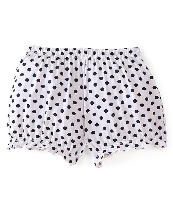 Pine Kids Cotton Lycra Knit Bloomers Polka Dot & Butterfly Print Pack of 3 - Blue Red & White