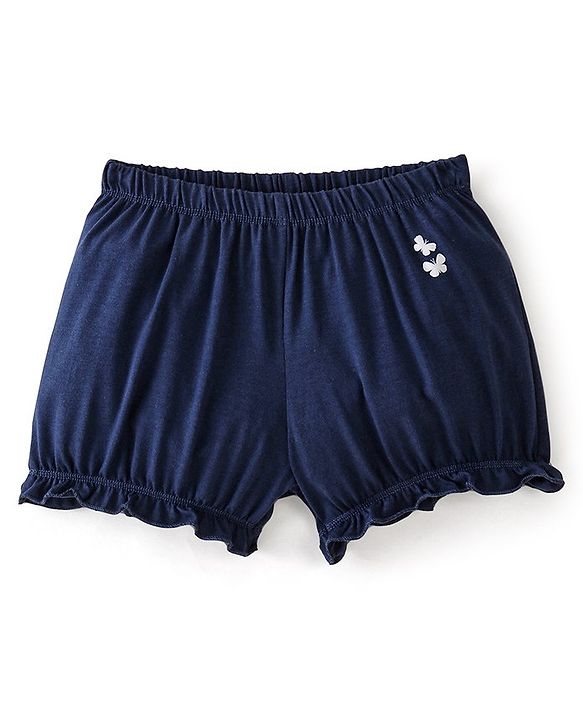 Pine Kids Cotton Lycra Knit Bloomers Polka Dot & Butterfly Print Pack of 3 - Blue Red & White