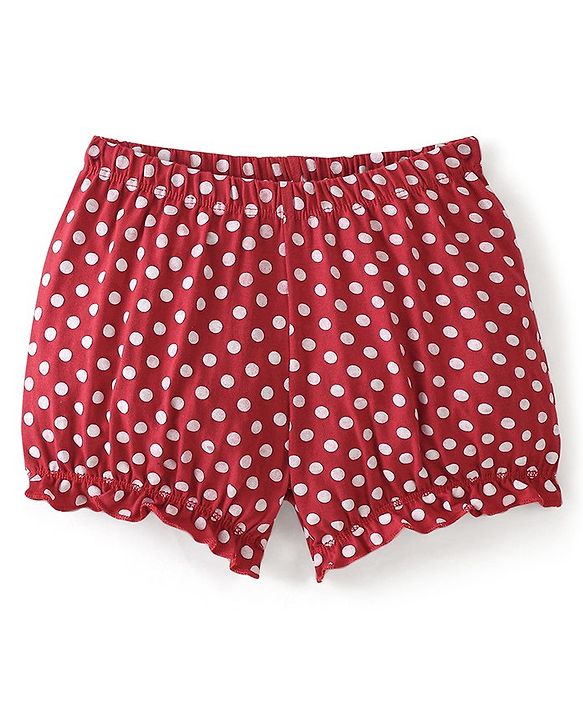 Pine Kids Cotton Lycra Knit Bloomers Polka Dot & Butterfly Print Pack of 3 - Blue Red & White