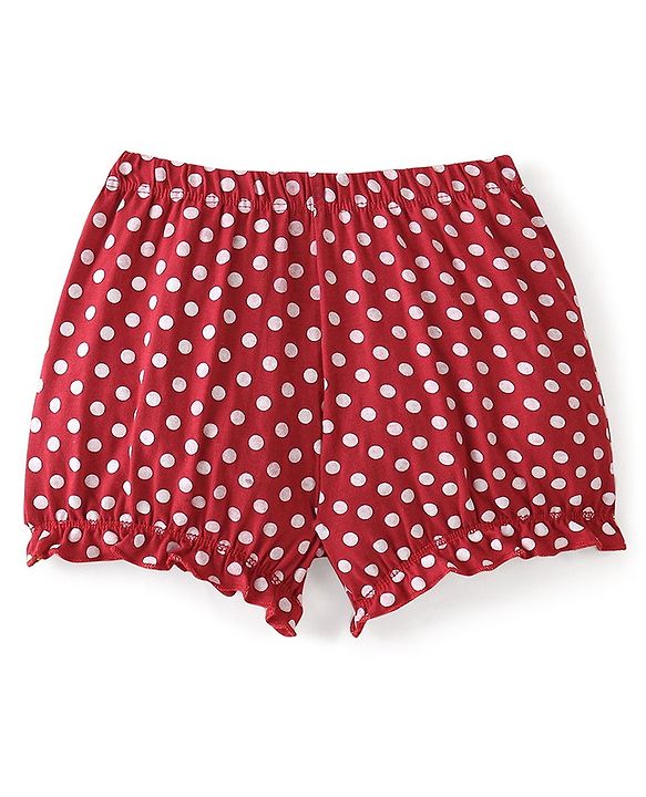 Pine Kids Cotton Lycra Knit Bloomers Polka Dot & Butterfly Print Pack of 3 - Blue Red & White