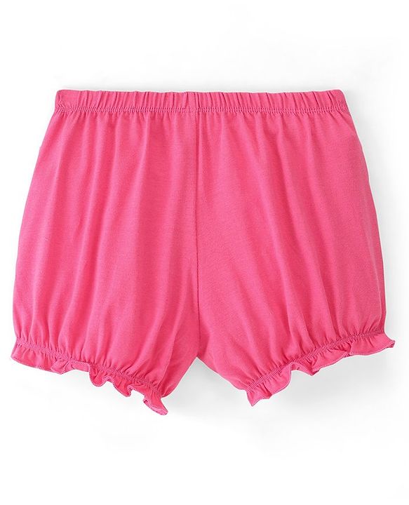 Pine Kids Cotton Lycra Heart Print Bloomers Pack Of 3 - Pink Blue & Green