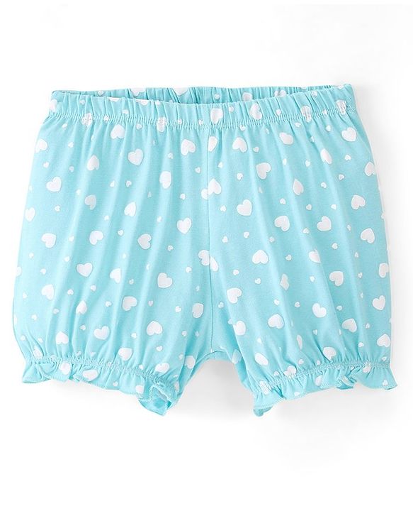 Pine Kids Cotton Lycra Heart Print Bloomers Pack Of 3 - Pink Blue & Green