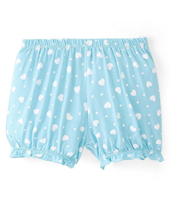 Pine Kids Cotton Lycra Heart Print Bloomers Pack Of 3 - Pink Blue & Green