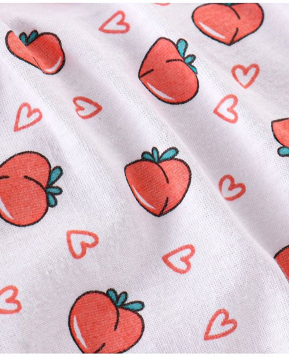 Babyhug 100% Cotton Knit Fruity Print Bloomers Pack of 3 - Peach & White