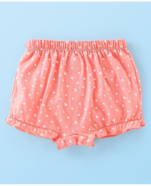 Babyhug 100% Cotton Knit Fruity Print Bloomers Pack of 3 - Peach & White