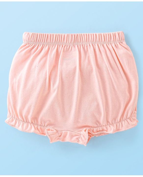 Babyhug 100% Cotton Knit Fruity Print Bloomers Pack of 3 - Peach & White