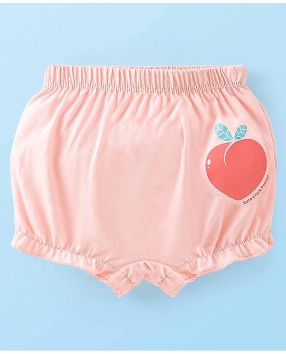 Babyhug 100% Cotton Knit Fruity Print Bloomers Pack of 3 - Peach & White