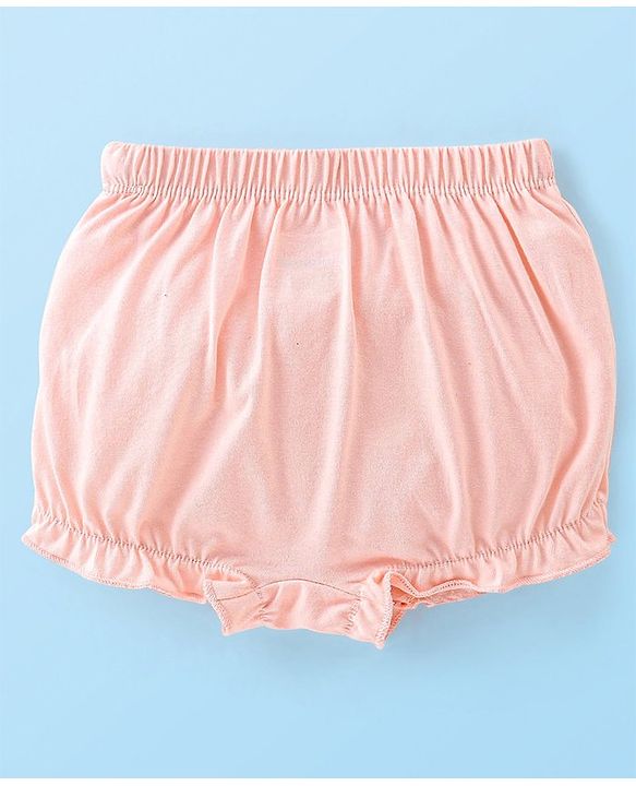 Babyhug 100% Cotton Knit Fruity Print Bloomers Pack of 3 - Peach & White