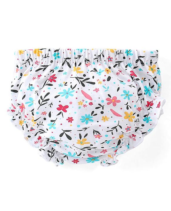 Babyhug 100% Cotton Knit Rabbit Flower & Dots Print Bloomers  Pack of 7- Multicolour