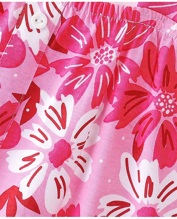 Pine Kids Cotton Knit Sleeveless Top with Floral Print - Pink