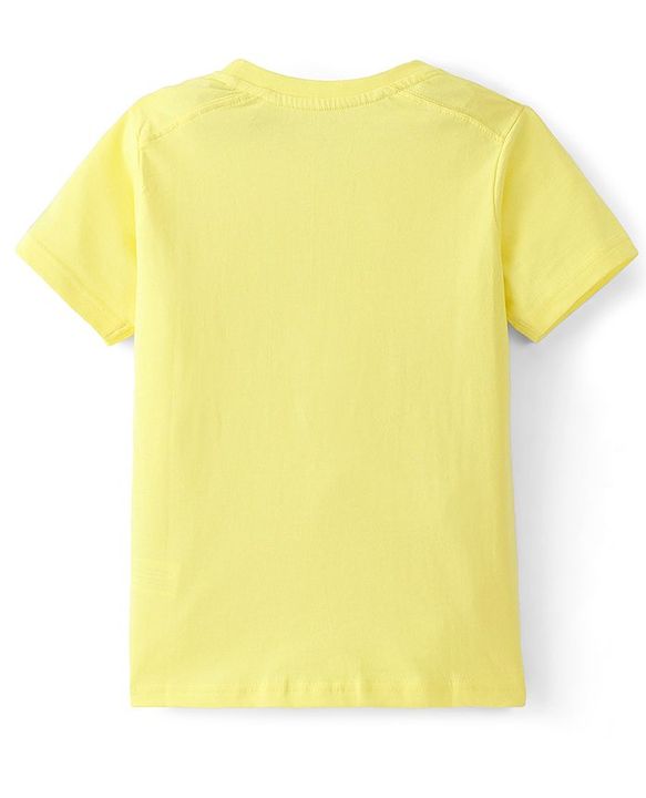 Pine Kids 100% Cotton Single Jersey Knit Half Sleeves Night Suit Emoji Print - Lemon Verbena & Estate Blue