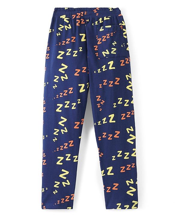 Pine Kids 100% Cotton Single Jersey Knit Half Sleeves Night Suit Emoji Print - Lemon Verbena & Estate Blue