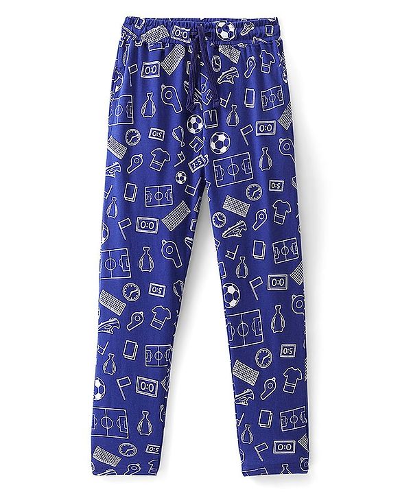Pine Kids 100% Cotton Knit Half Sleeves Night Suit Basketball Print - Blue