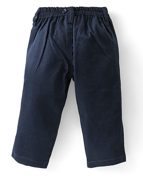 Babyhug 100% Cotton Woven Full Sleeves Party Wear Shirt & Trouser Set With Suspenders & Bow- Pink & Navy