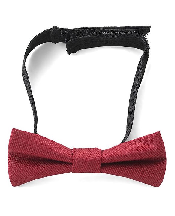 Babyhug Knit Full Sleeves Solid Color Party Shirt & Trousers with Bow & Suspender - White & Maroon