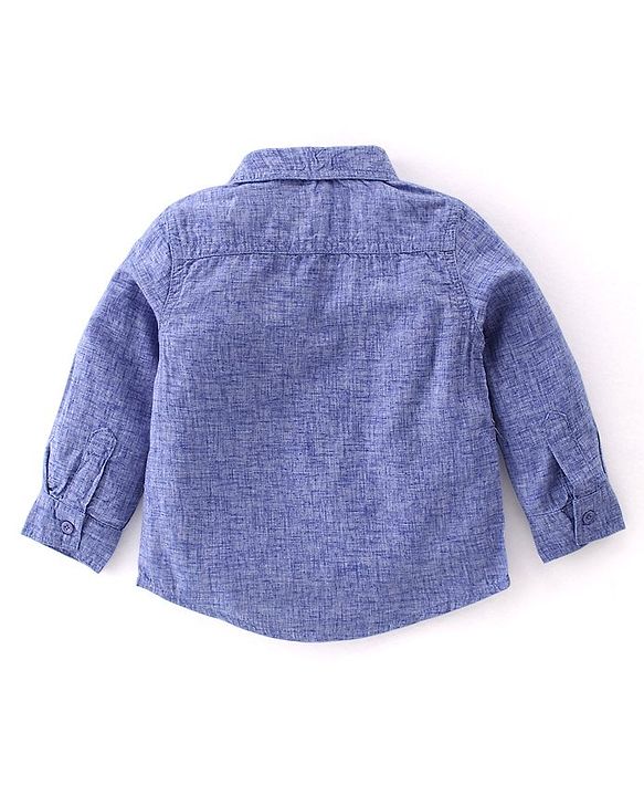 Babyhug Cotton Woven Full Sleeves Shirt & Jeans Solid Colour - Blue