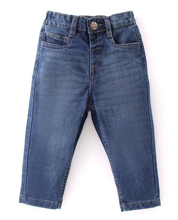 Babyhug Cotton Woven Full Sleeves Shirt & Jeans Solid Colour - Blue
