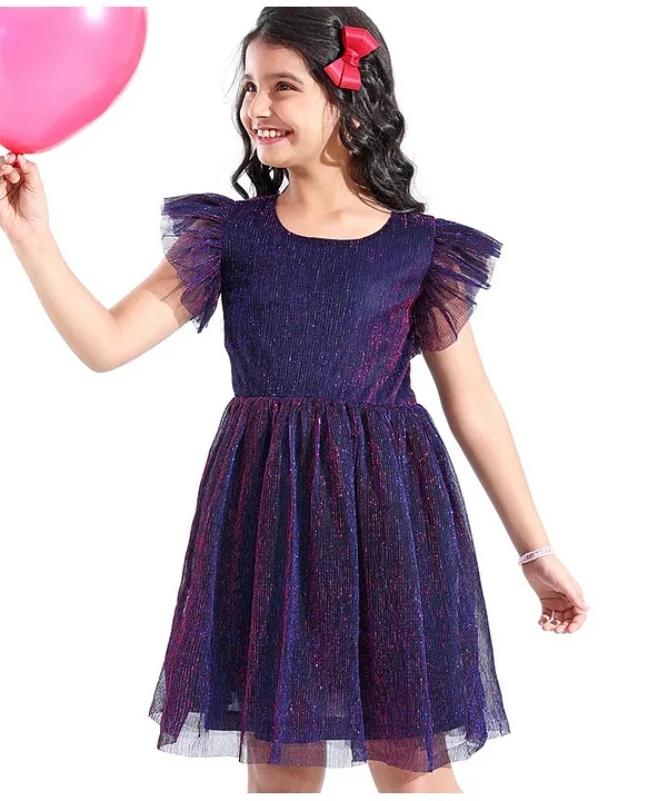 Buy Hola Bonita Party Wear Glitter Dress with Flutter Sleeves Blue for Girls  (10-12Years) Online in India, Shop at FirstCry.com - 15435413