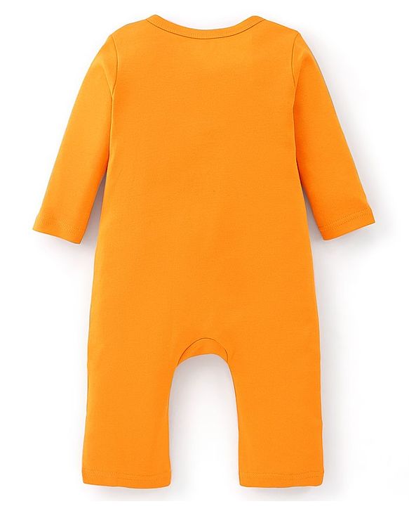 Babyhug 100% Cotton Knit Full Sleeves Romper Apple Print - Yellow